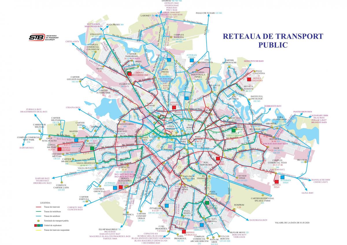 Mappa dei trasporti di Bucarest