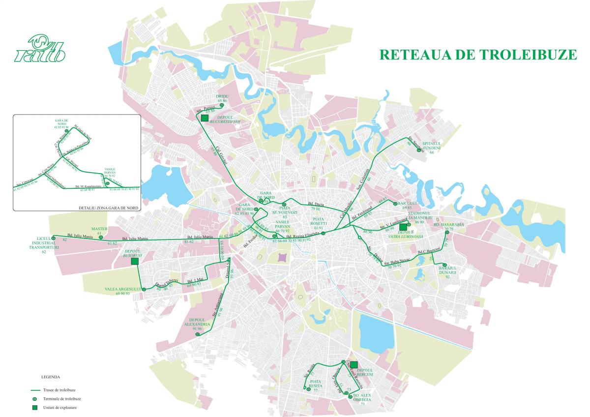 Mappa delle stazioni dei tram di Bucarest